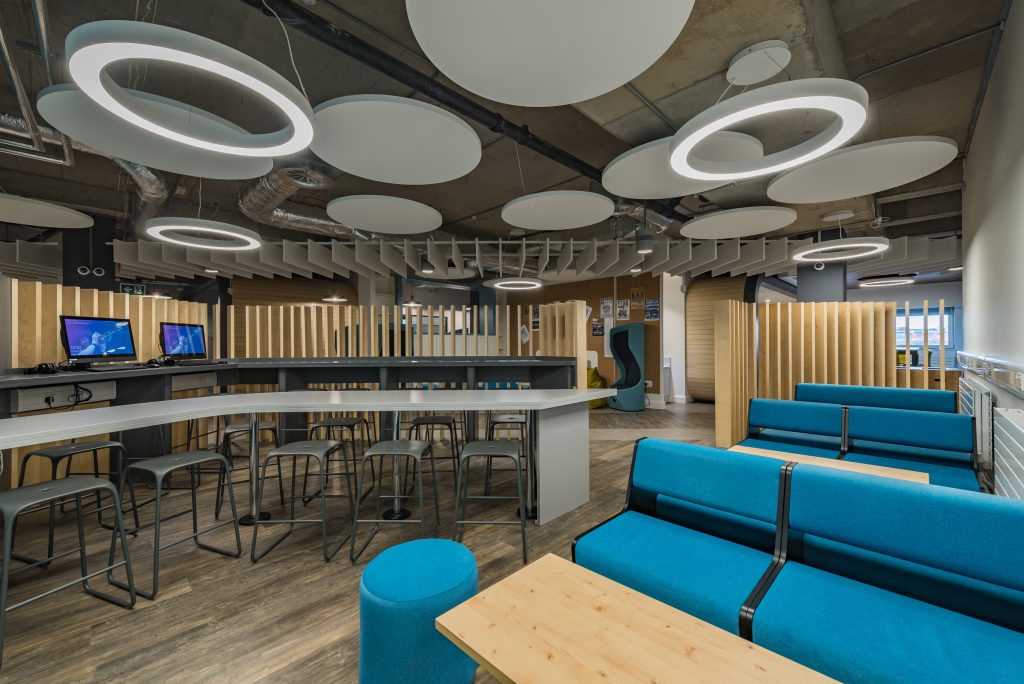 Study space with computers and meeting spaces